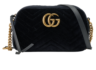 Gucci GG Small Camera Bag, &pound;520, Handbags, Black, Velvet, Front view
